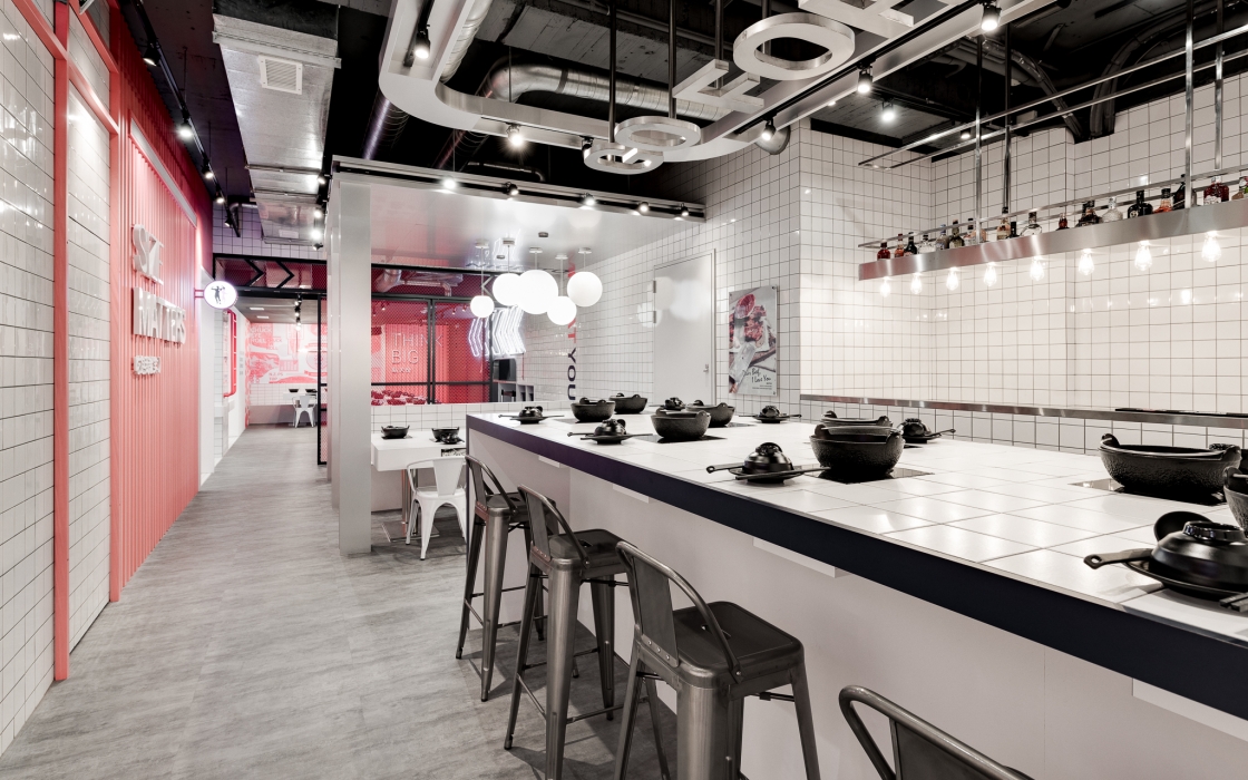火鍋店空間設計案例圖，火鍋店空間設計布局圖