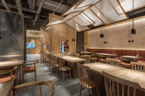 快餐店空間設計效果圖,快餐店裝飾實景圖