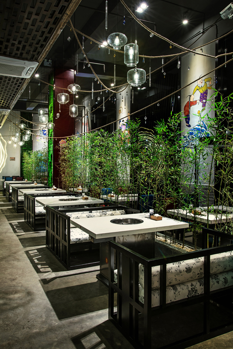 火鍋店裝飾布局圖,火鍋店裝飾實景圖