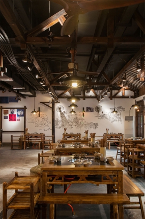 火鍋店店面裝修設計實景圖,火鍋店店面裝修設計圖片
