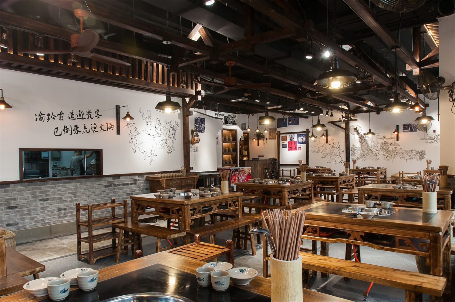 火鍋店店面裝修設計布局圖,火鍋店店面裝修設計實景圖