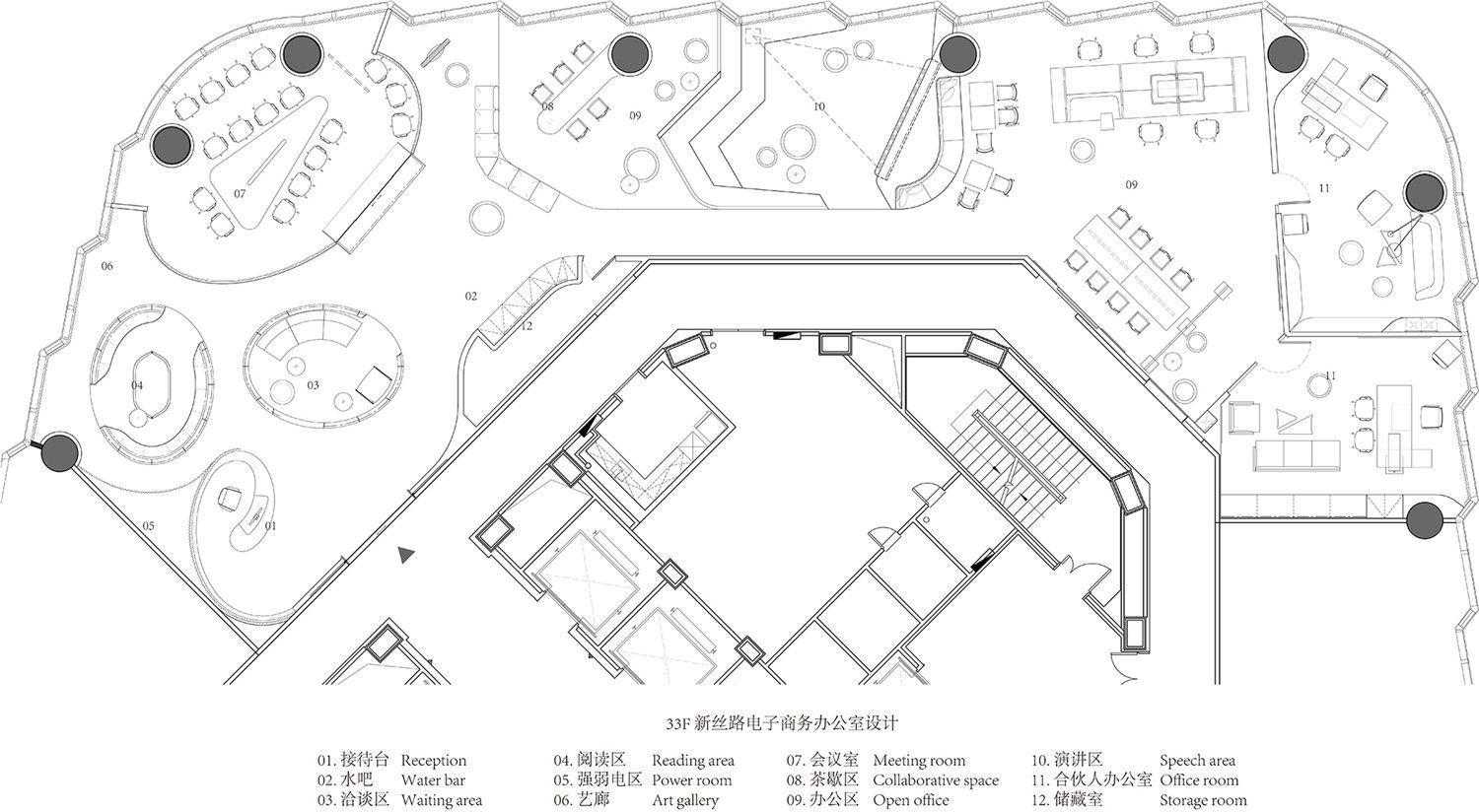 科技時尚辦公室裝修設計平面圖,辦公室設計平面圖
