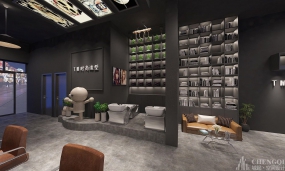 美發店空間設計效果圖,美發店裝飾設計布局圖
