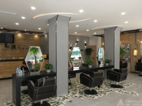 理發店裝修效果圖,美發店空間設計布局圖
