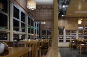 韓式料理店室內實木桌椅效果圖