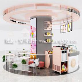 簡約風(fēng)格奶茶店裝修高清效果圖