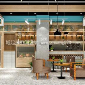簡約風(fēng)格奶茶店裝飾設(shè)計(jì)效果圖片